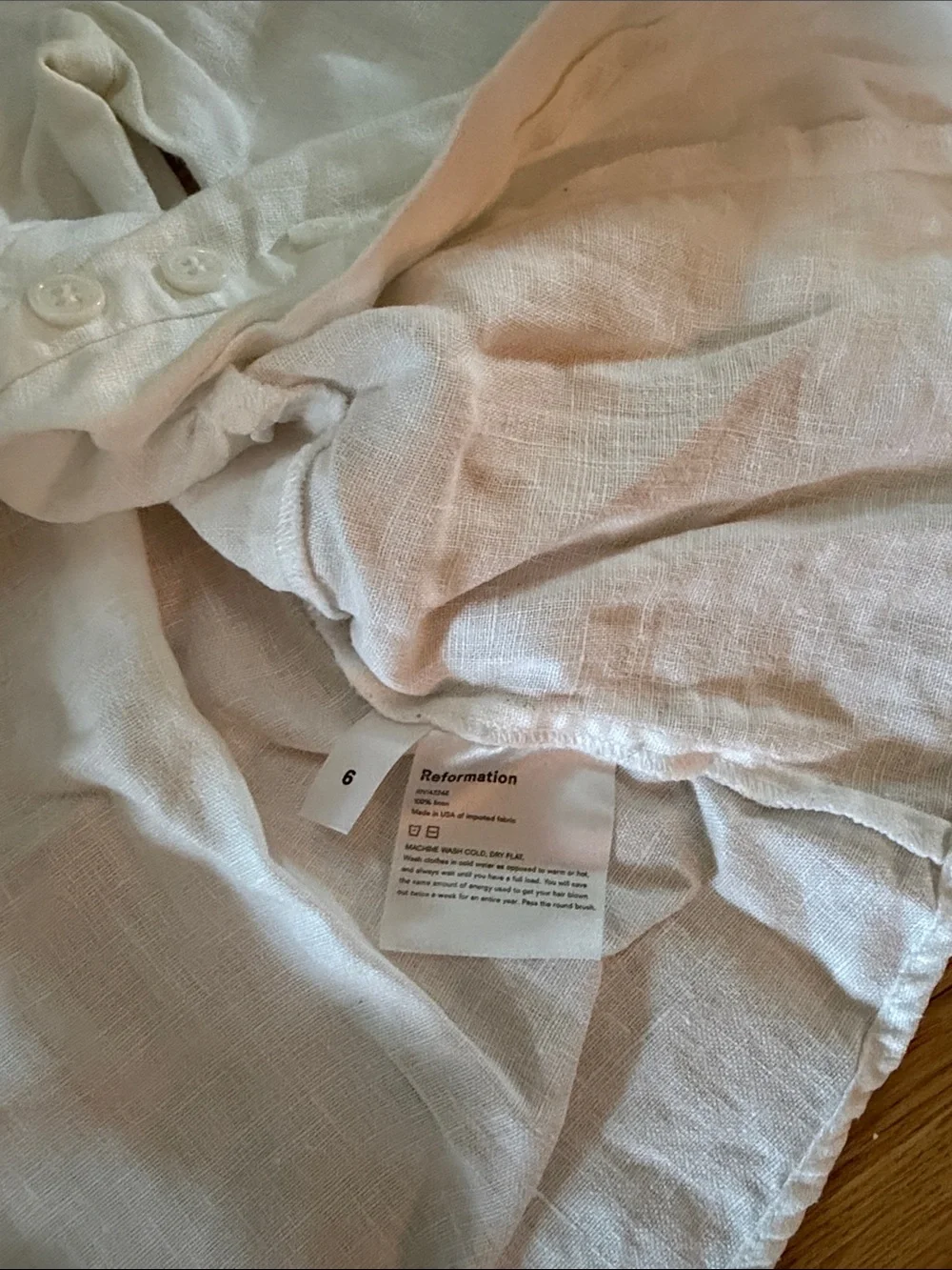 Reformation linen button front top